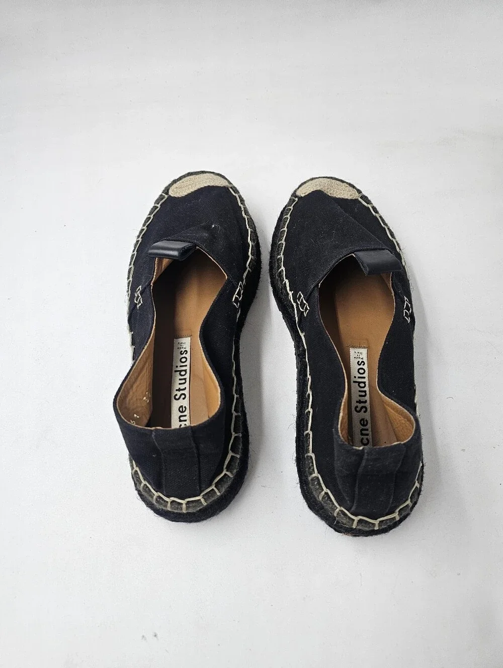 Acne Studios Bibiana Black Canvas Espadrilles Women's EU 39 Slip On Shoes-
